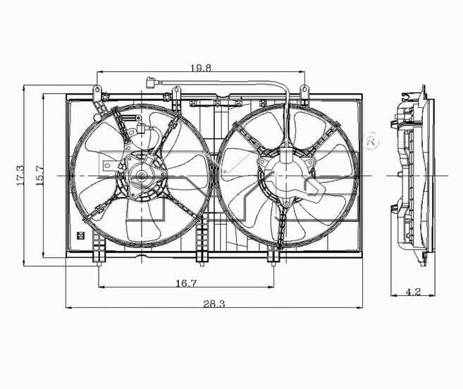 TYC Cooling Fan Assembly for Mitsubishi Lancer 2003-2007 OEM # MR312899