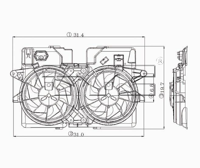 TYC Cooling Fan Assembly for Ford Escape 2001-2004 OEM # 2L8Z 8C607 GA