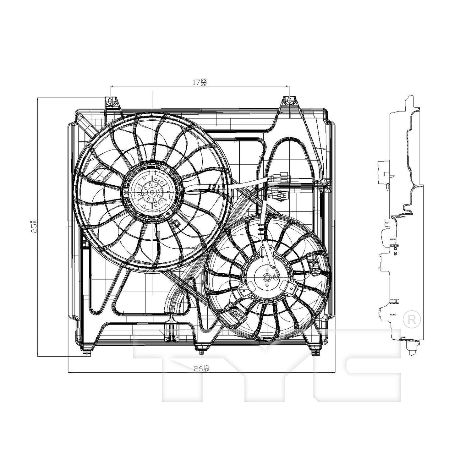 TYC Cooling Fan Assembly for Kia Sorento 2003-2006 OEM # 25380 3E600