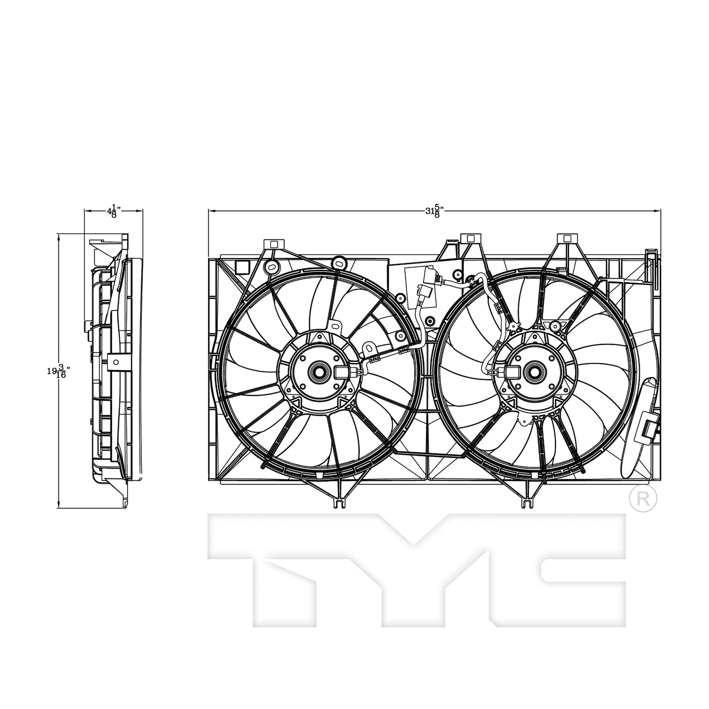 TYC Cooling Fan Assembly for Toyota Camry 2012-2017 OEM # 16361-0V310
