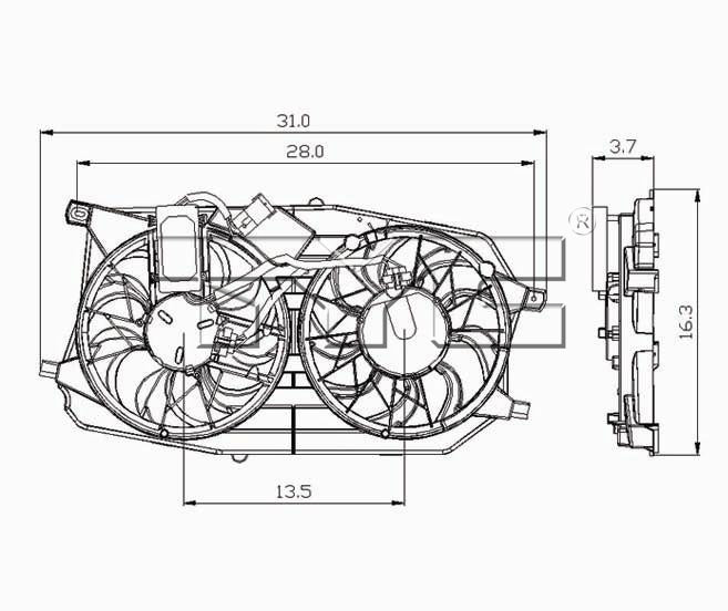 TYC Cooling Fan Assembly for Mercury Montego 2005-2007 OEM # 5F9Z 8C607 BM