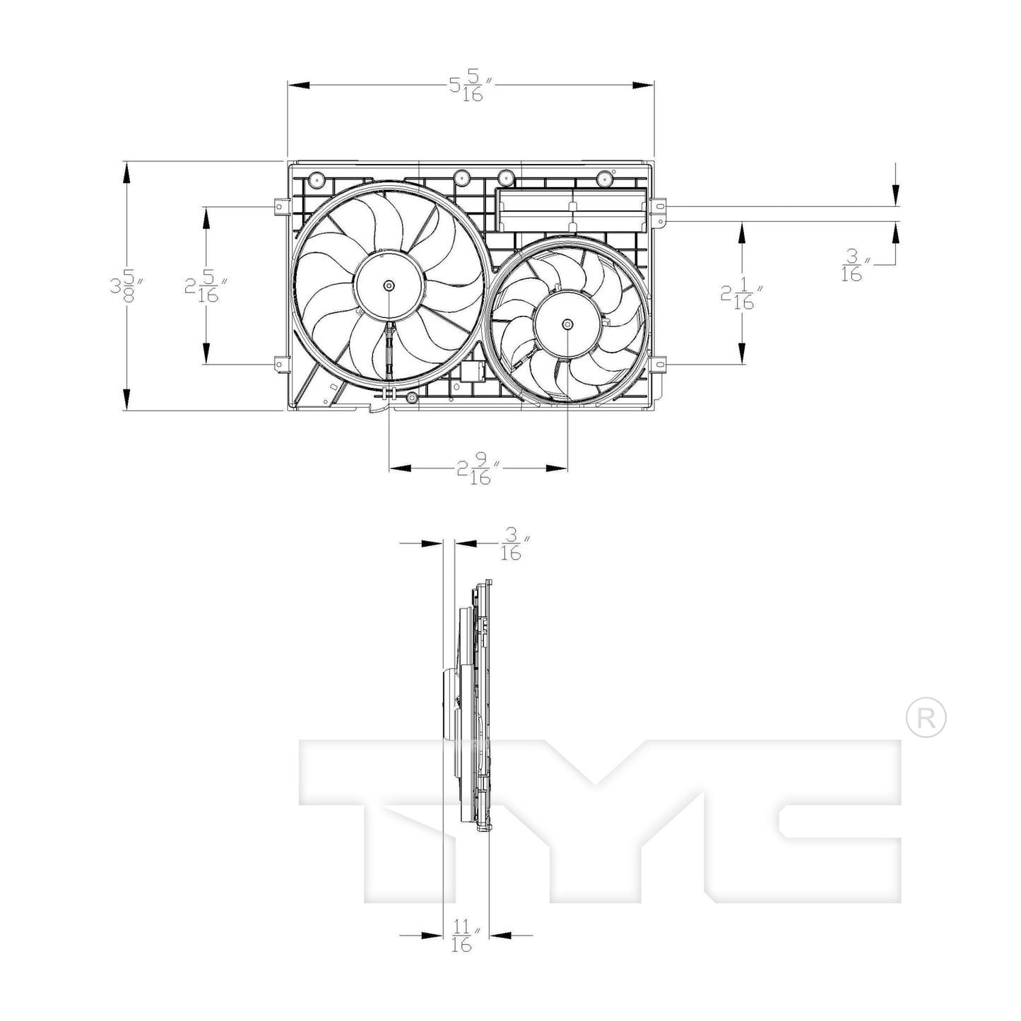 TYC Cooling Fan Assembly for Audi TT RS Quattro 2011-2014 OEM # 1K0 121 205 AJ