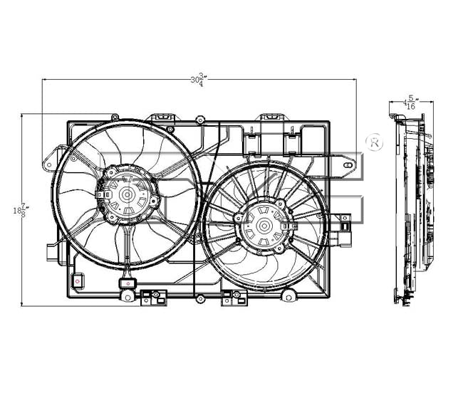 TYC Cooling Fan Assembly for Chevrolet Equinox 2008 1st Design OEM # 19129813