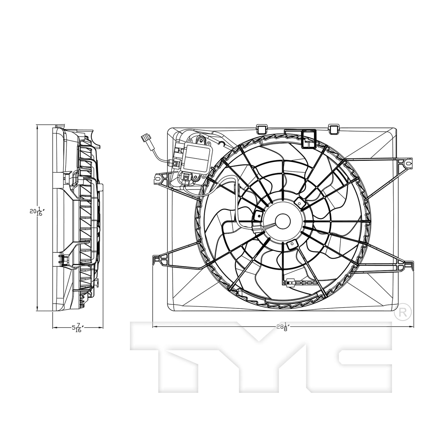 TYC Cooling Fan Assembly for Kia Optima 2014-2015 OEM # 25380-2T500