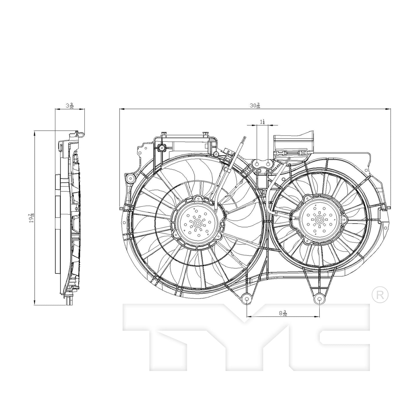 TYC Cooling Fan Assembly for Audi A4 2002-2009 OEM # 8E0 121 207 F