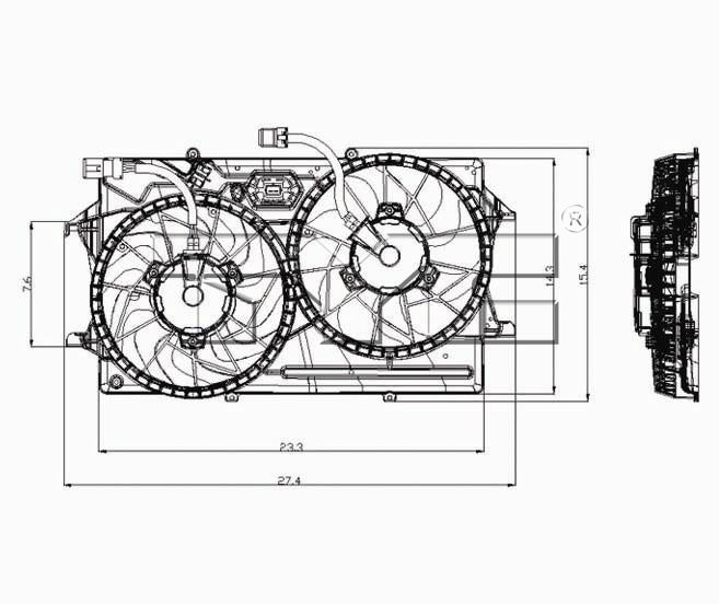 TYC Cooling Fan Assembly for Ford Focus 2003-2004 w/ A/C OEM # 3S4Z 8C607 A