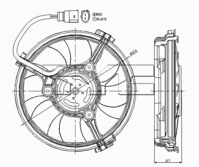 TYC Cooling Fan Assembly for Volkswagen Passat 2001-2005 OEM # 000959455