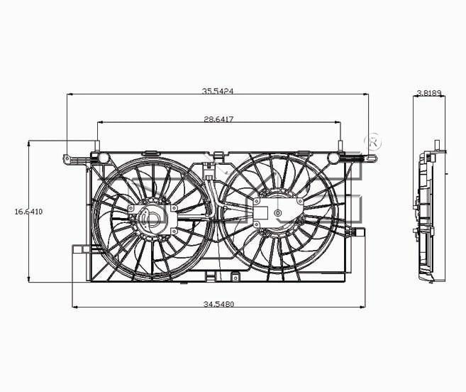 TYC Cooling Fan Assembly for Pontiac Montana 2005-2006 wo Rear AC OEM # 15290117