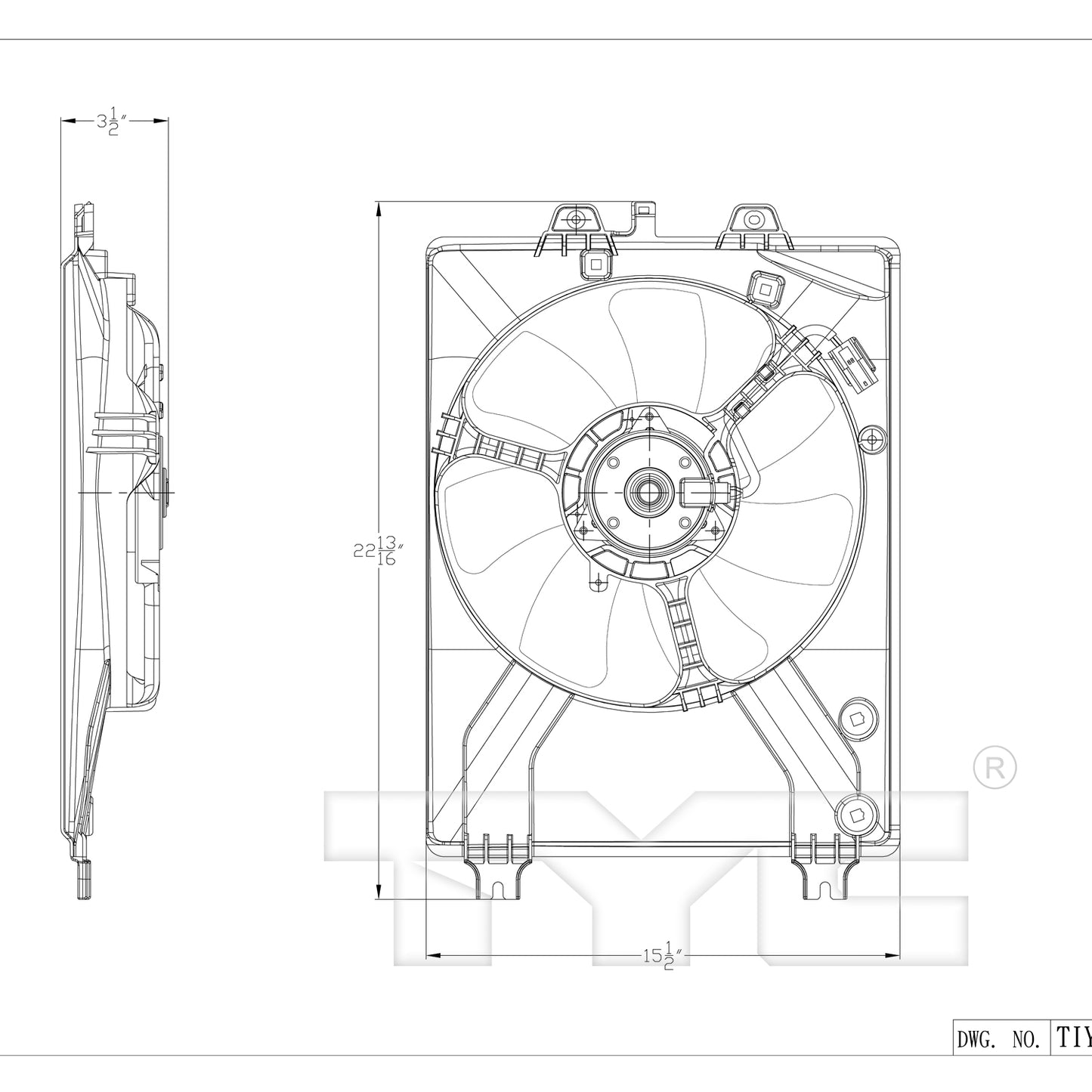 TYC Cooling Fan Assembly for Acura MDX 2007-2013 OEM # 38611-RYE-A01