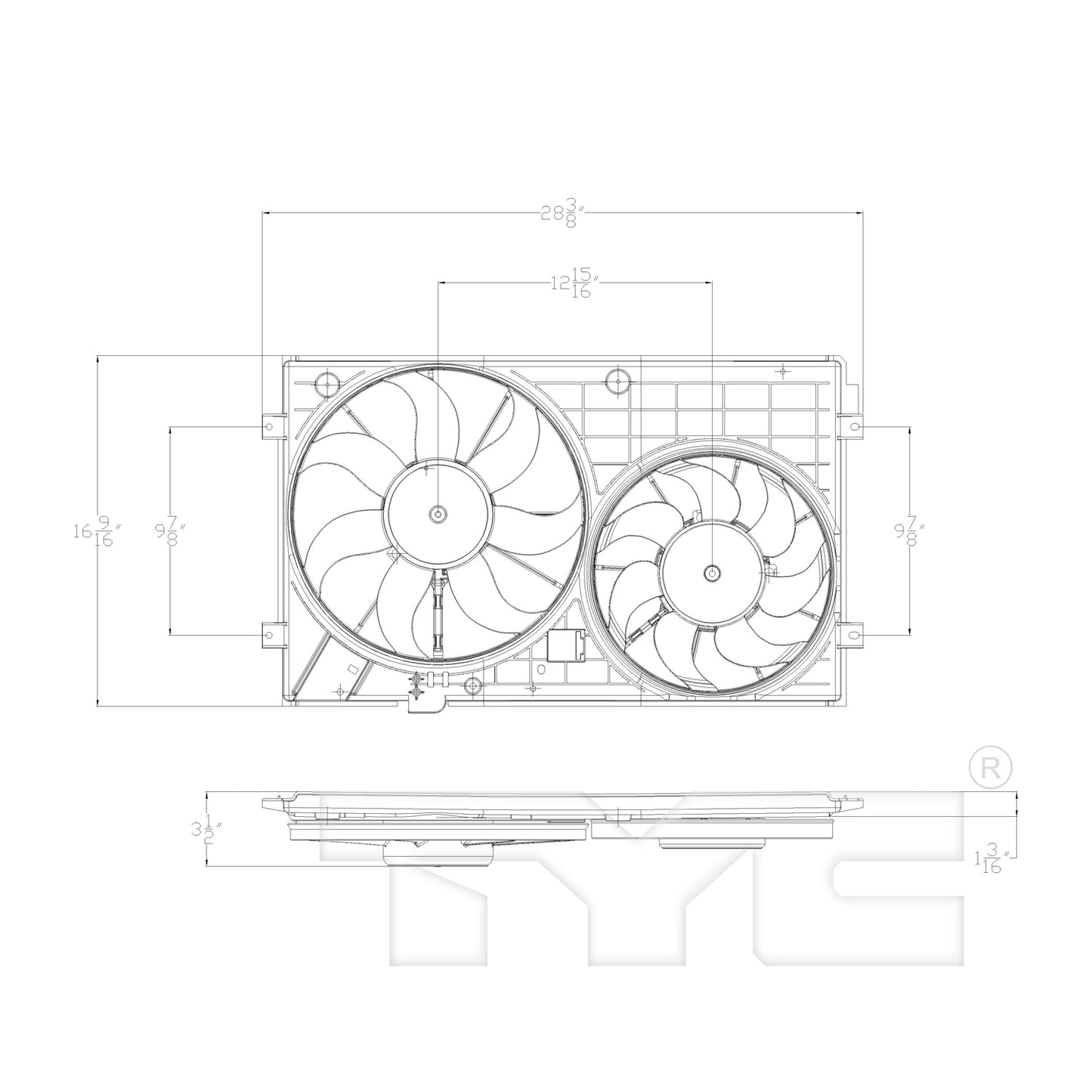 TYC Cooling Fan Assembly for Volkswagen Golf 2010-2014 OEM # 1K0 121 207 BB 9B9