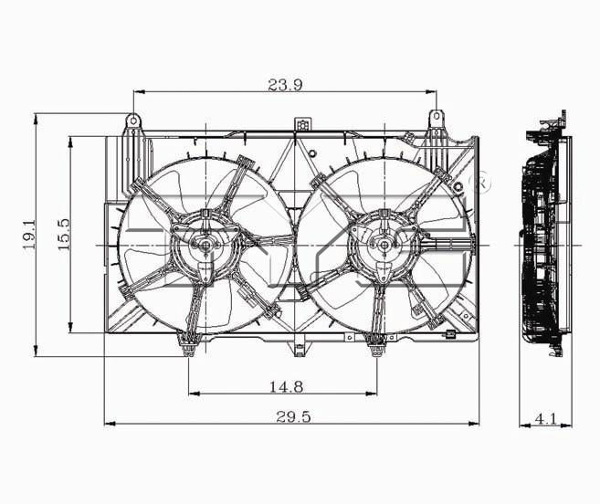 TYC Cooling Fan Assembly for INFINITI G35 2003-2005 To 02/2005 OEM # 21481-CD000