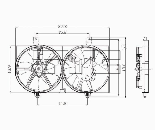 TYC Cooling Fan Assembly for Nissan Sentra 2002-2006 w/ A/C OEM # 21481-4Z320