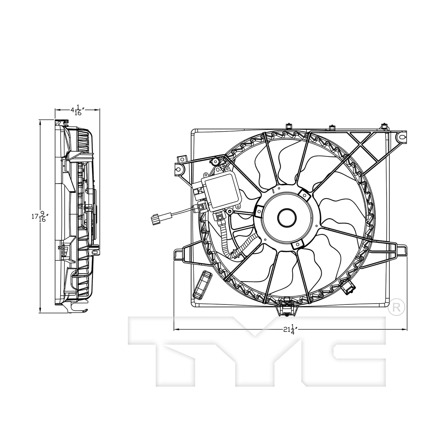 TYC Cooling Fan Assembly for Kia Forte Koup 2014-2016 See Note OE# 25380-A7000