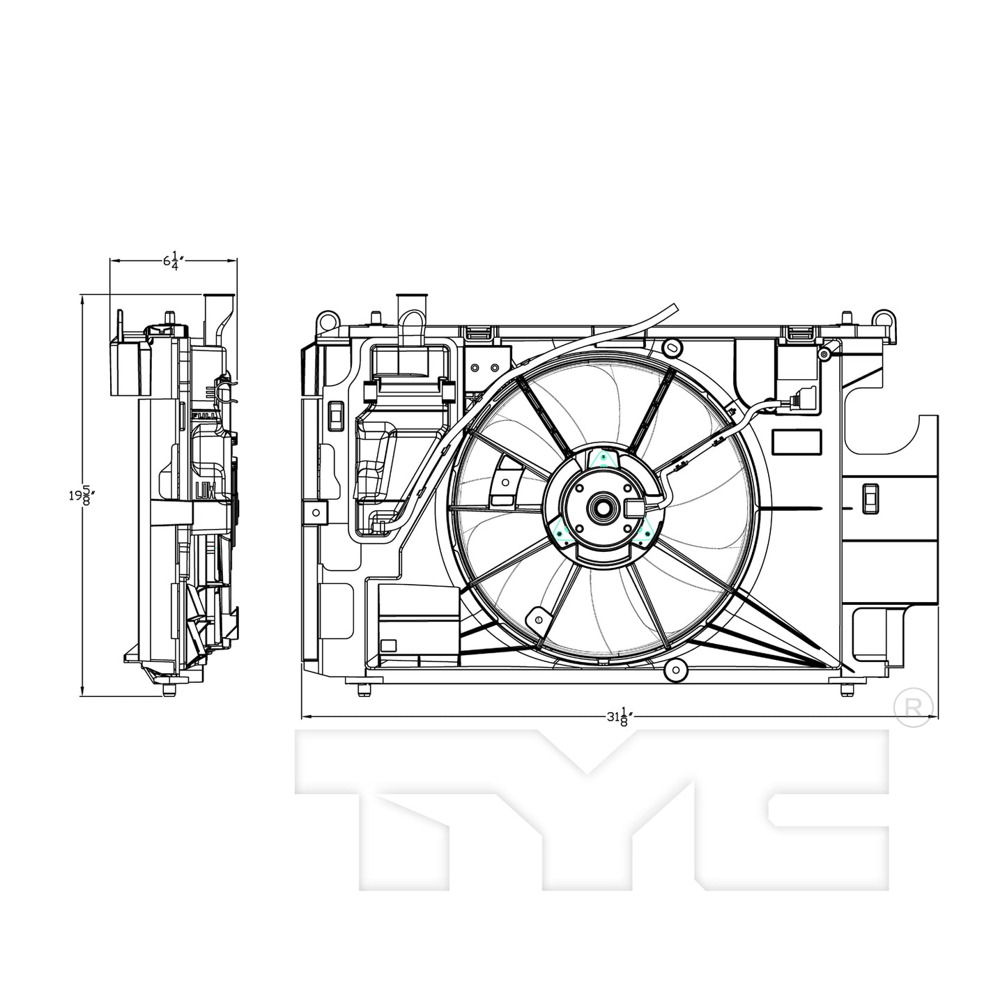 TYC Cooling Fan Assembly for Toyota Prius C 2012-2019 OEM # 16361-21120