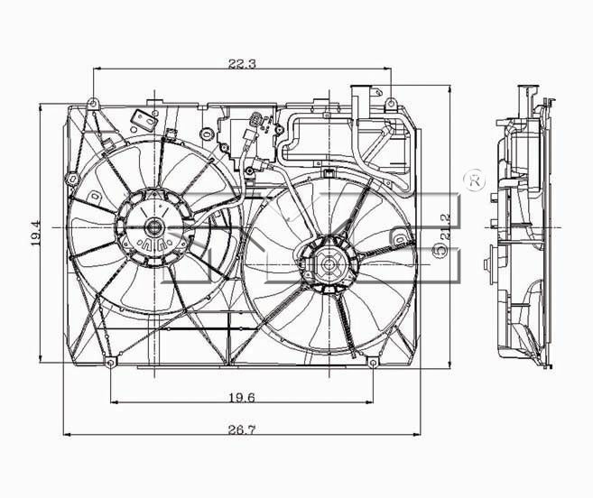 TYC Cooling Fan Assembly for Toyota Sienna 2004-2005 w Tow OEM # 16361-0A150
