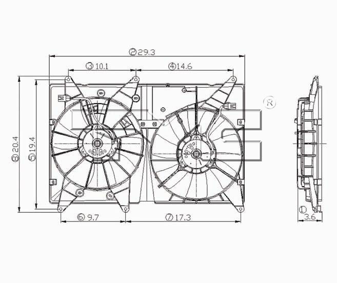 TYC Cooling Fan Assembly for Toyota Highlander 2001-2007 OEM # 16361-20070