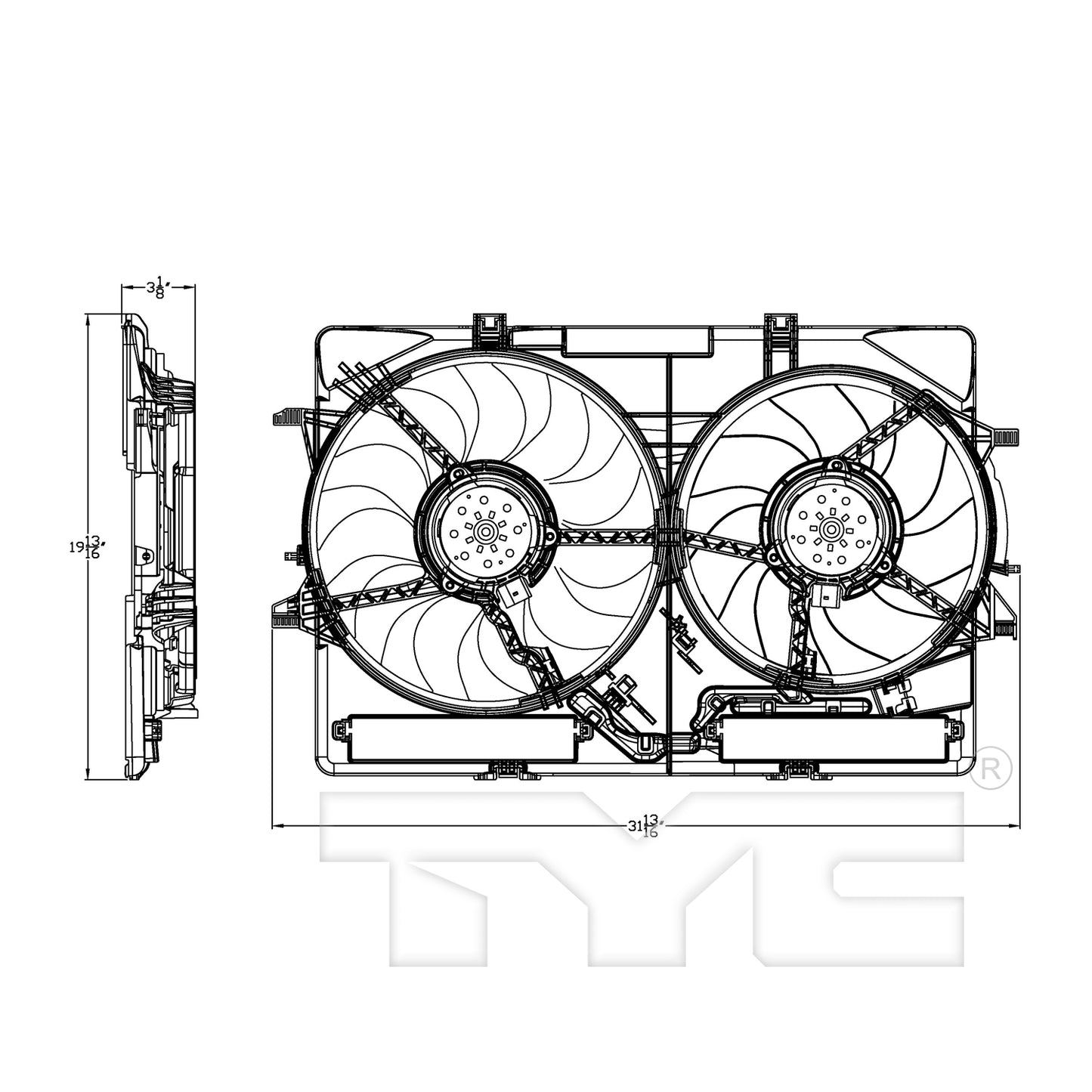 TYC Cooling Fan Assembly for Audi A5 Quattro 2008-2017 OEM # 8K0 121 207 A