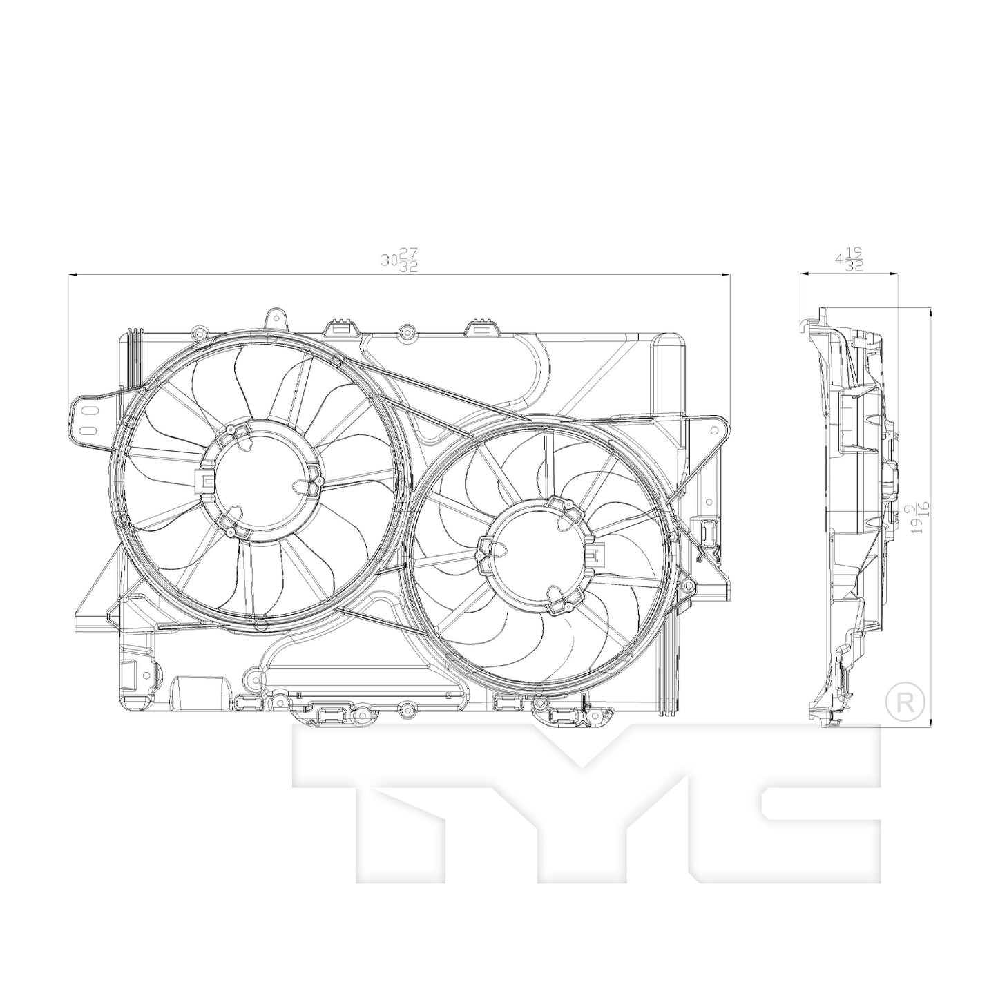 TYC Cooling Fan Assembly for Chevy Equinox 2008-2009 2nd Design OEM # 19130515