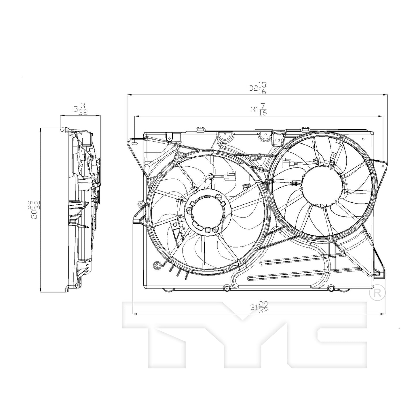 TYC Cooling Fan Assembly for Ford Flex 2010-2012 OEM # AA8Z-8C607-D