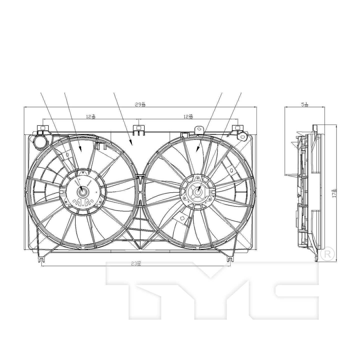 TYC Cooling Fan Assembly for Lexus IS350 2006-2012 OEM # 16361-31100