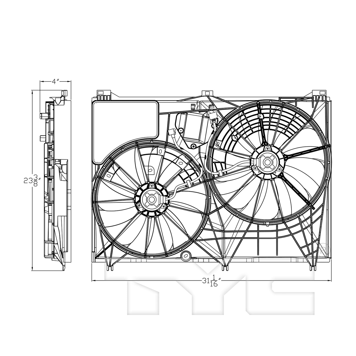 TYC Cooling Fan Assembly for Toyota Highlander 2014-2019 See Note # 16361-0P210