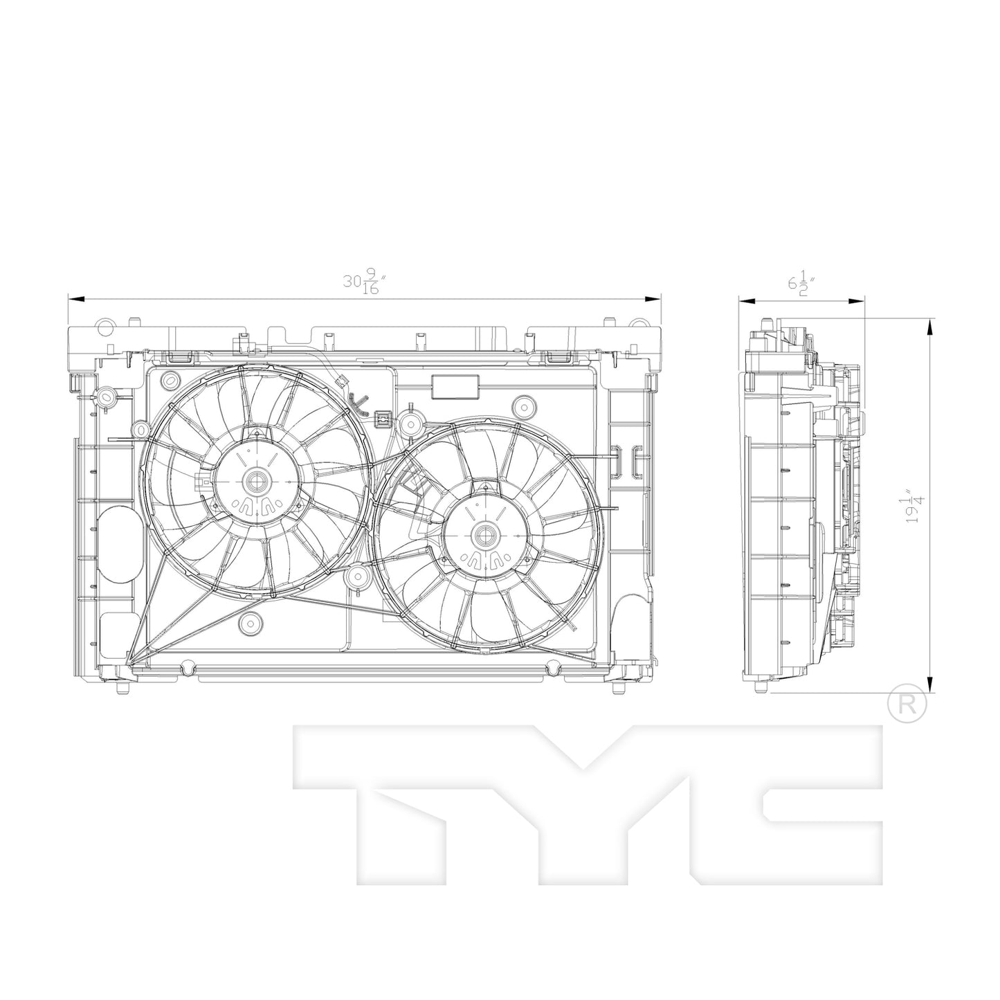 TYC Cooling Fan Assembly for Toyota Prius Plug-In 2012-2015 OEM # 16361-28360