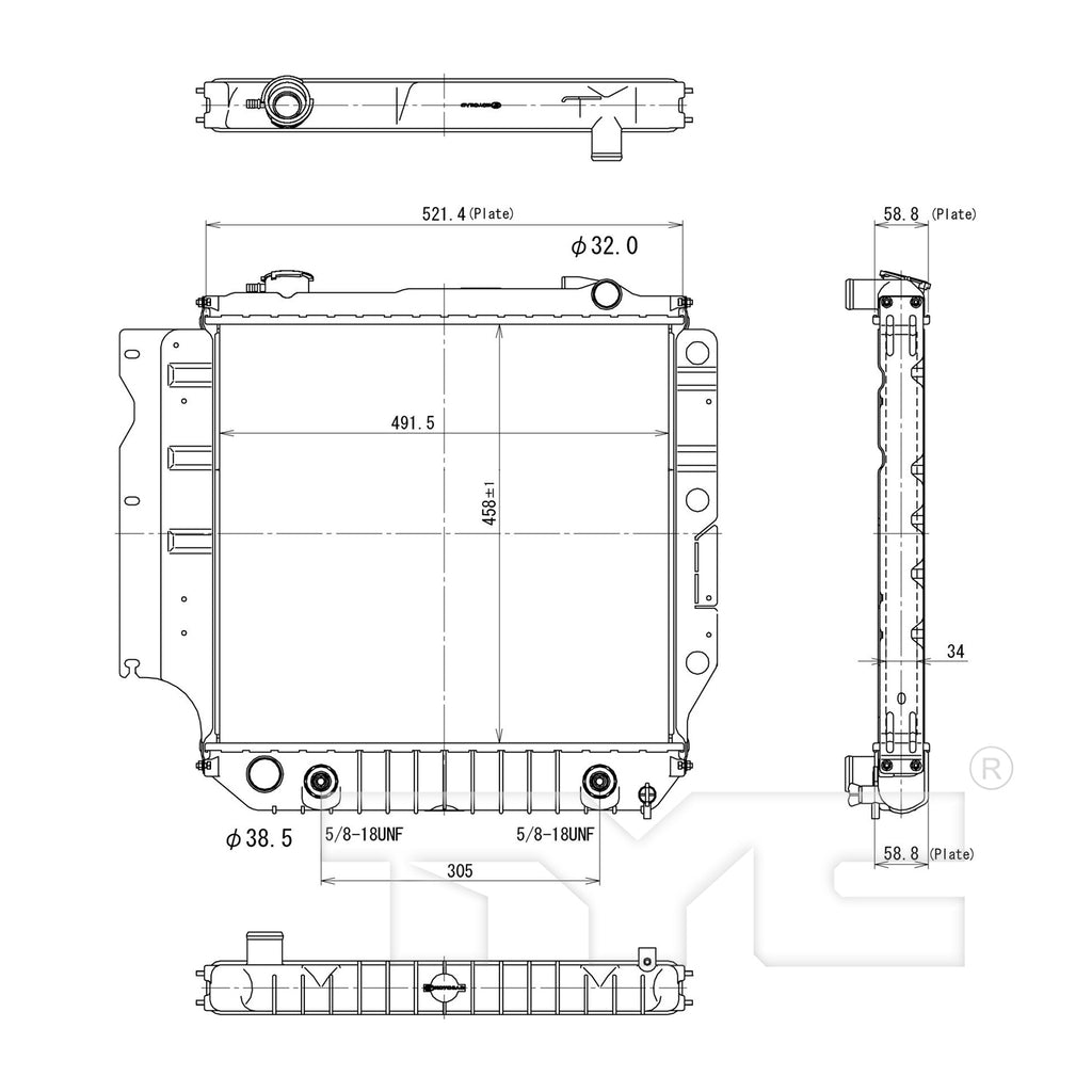 Jeep Radiator with OEM #  55037653AB TYC #  2102