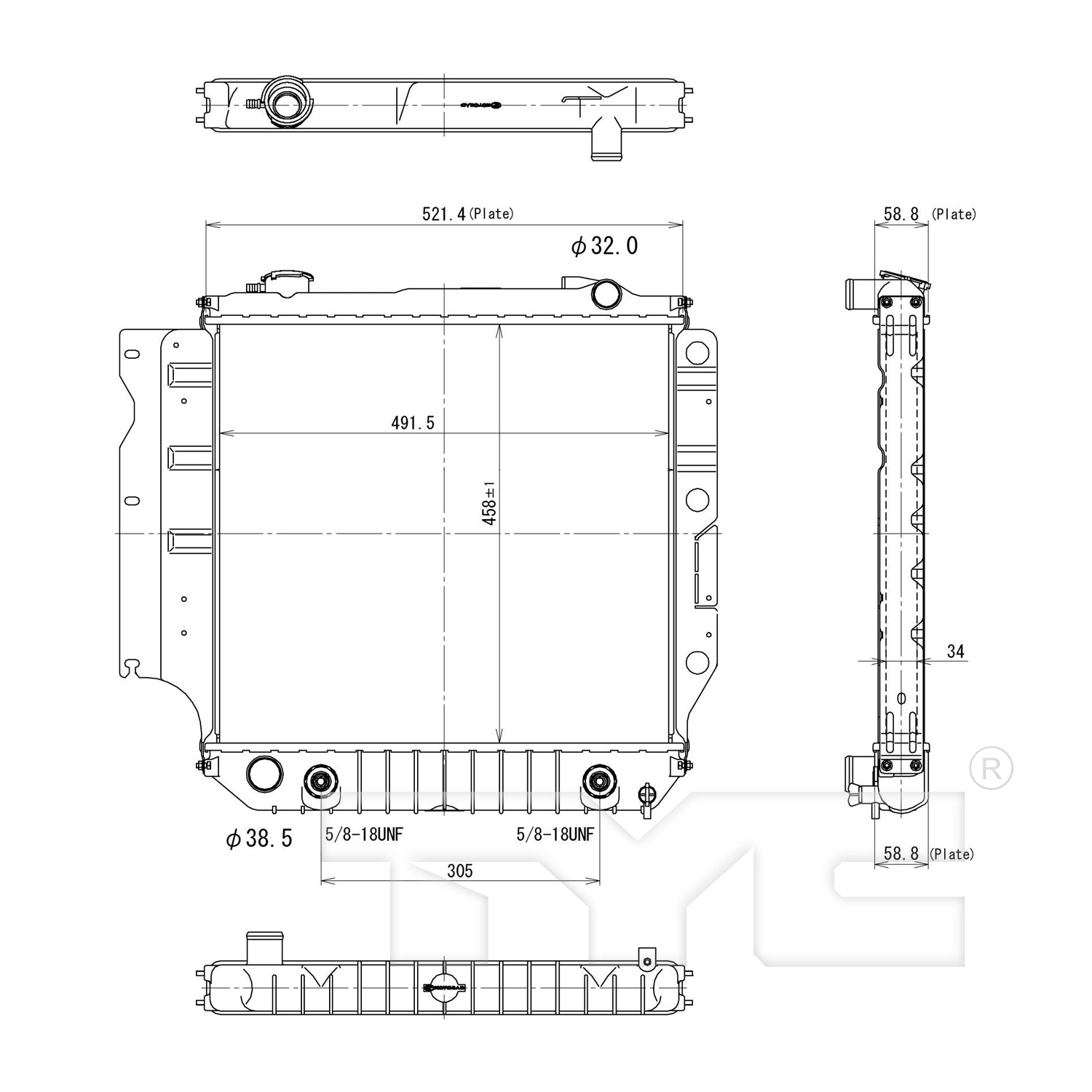 Jeep Radiator with OEM #  55037653AB TYC #  2102