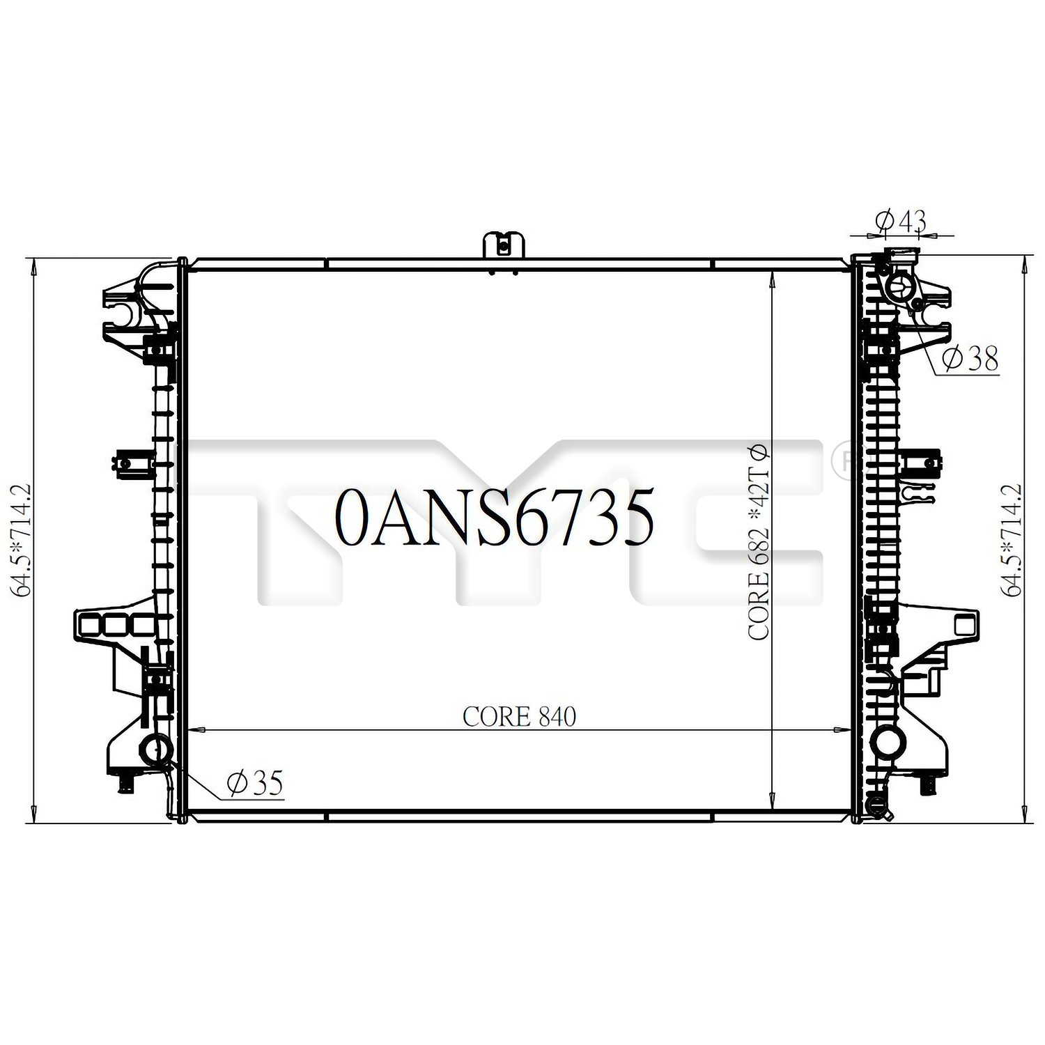 Nissan Radiator with OEM #  21410-EZ30B TYC #  13652