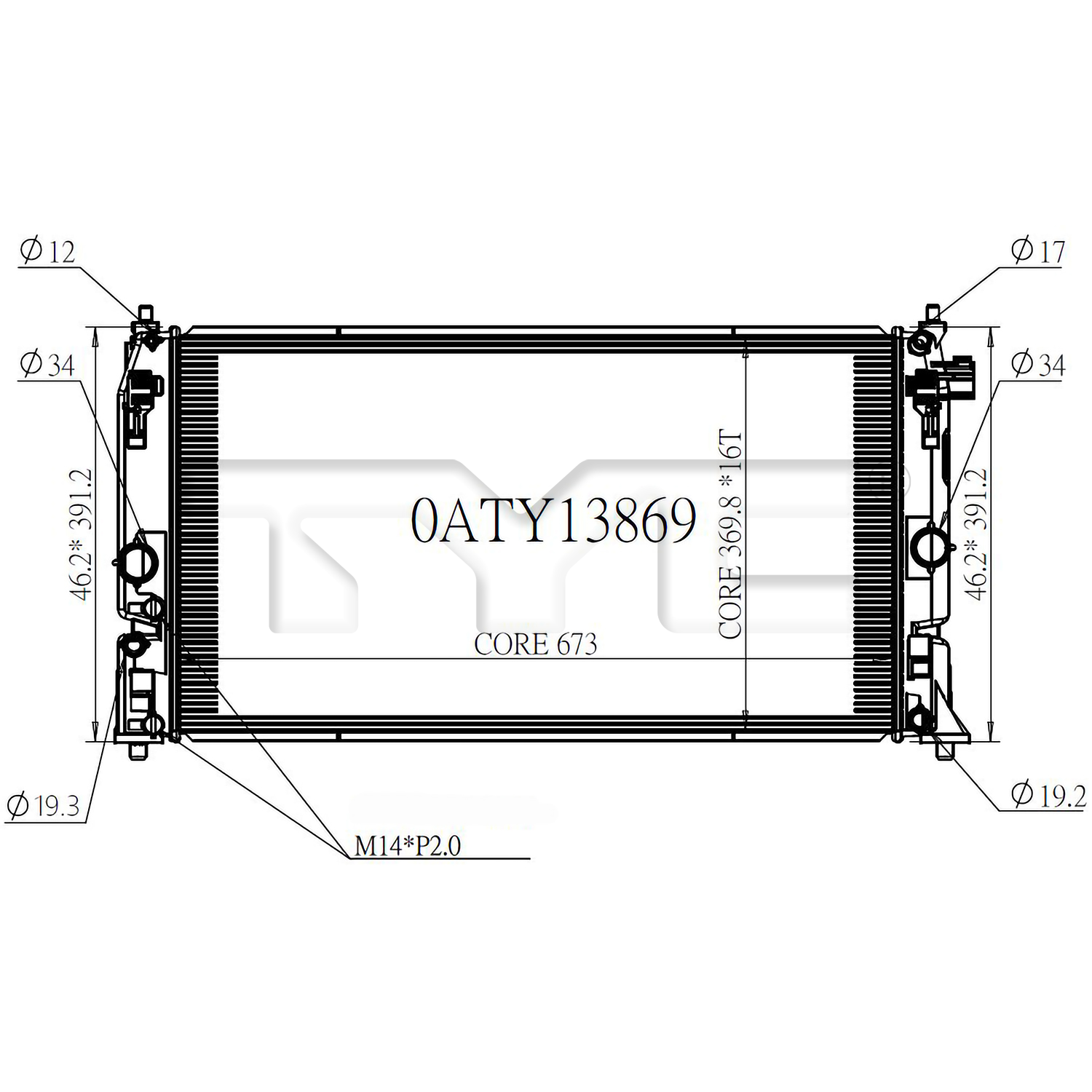 Toyota Radiator with OEM #  16400-37410 TYC #  13869