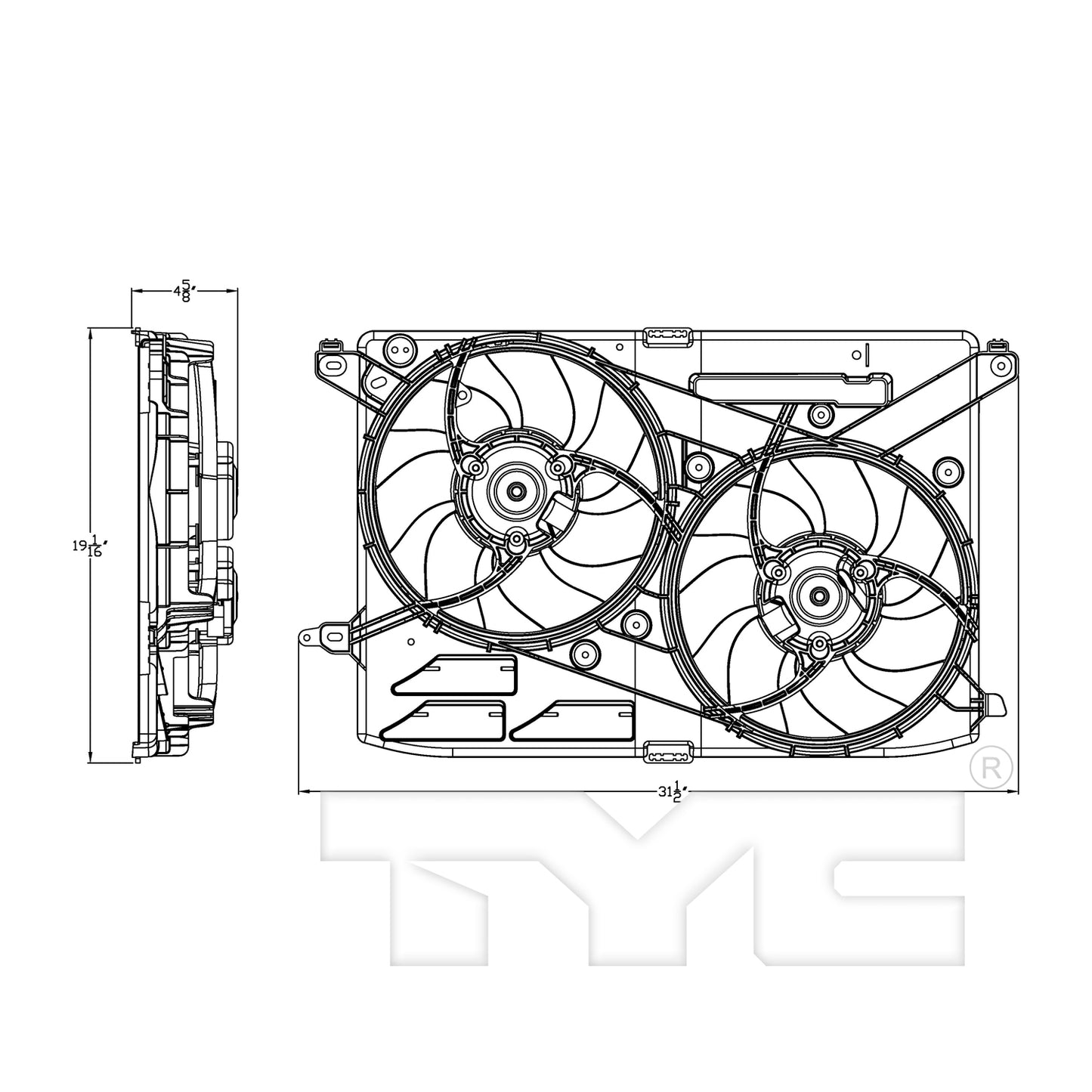 TYC Cooling Fan Assembly for Ford Fusion 2013-2014 OEM # DG9Z 8C607 B