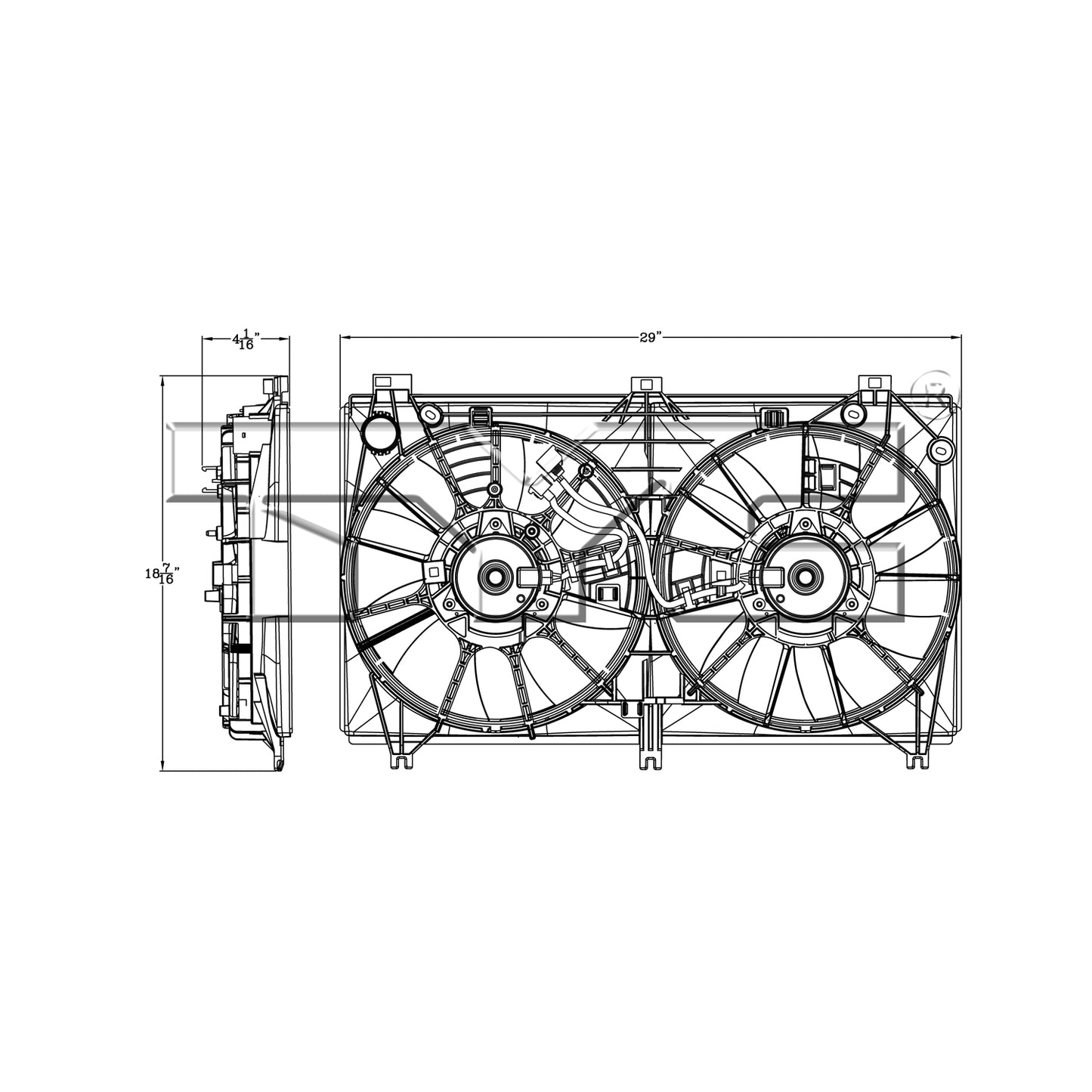 TYC Cooling Fan Assembly for Lexus IS350 2014-2023 OEM # 16361-31410