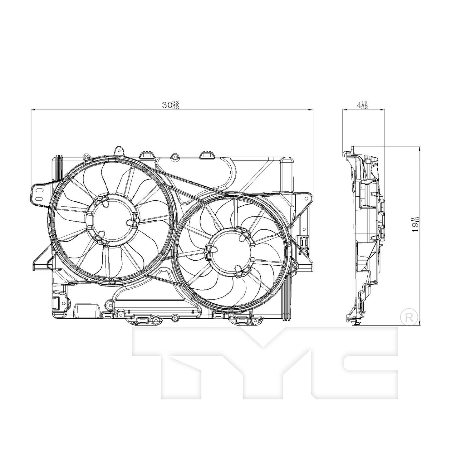 TYC Cooling Fan Assembly for GMC Terrain 2010-2012 OEM # 19130515