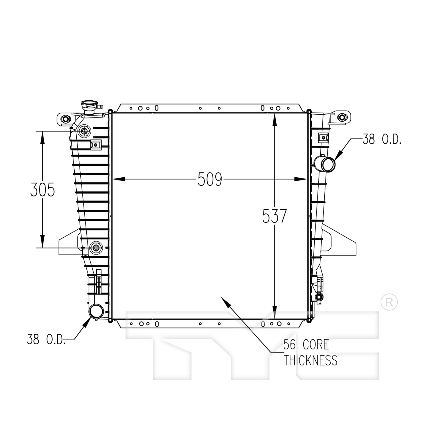 Ford Radiator with OEM #  F67Z 8005 JA TYC #  1728