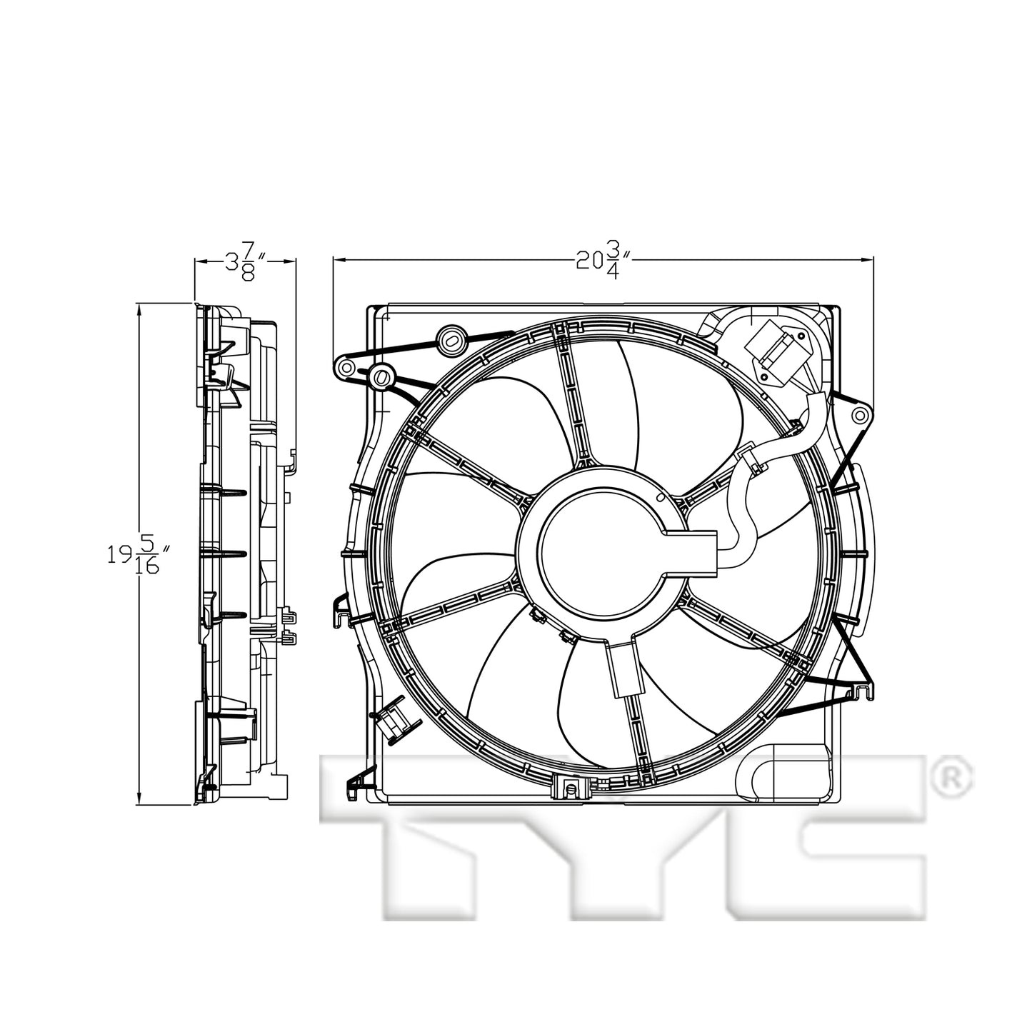 TYC Cooling Fan Assembly for Hyundai Sonata 2015-2017 OEM # 25380-C2100