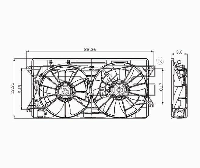 TYC Cooling Fan Assembly for Toyota Celica 2000-2005 OEM # 16361-22050