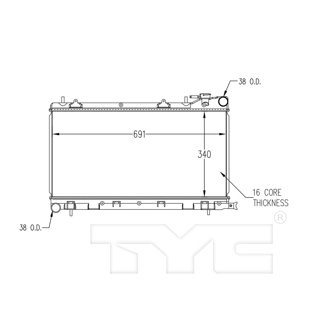 Subaru Radiator with OEM #  45199FC350 TYC #  2211