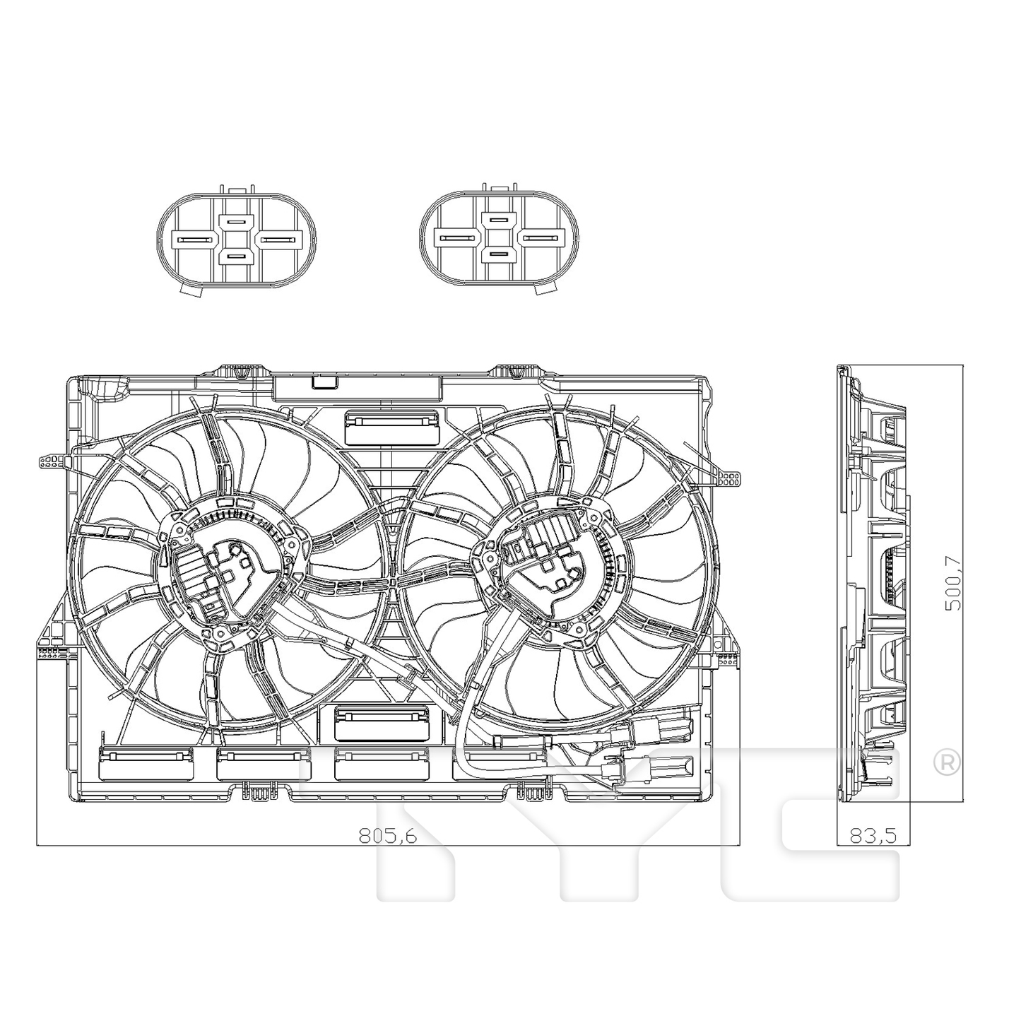 TYC Cooling Fan Assembly for Audi A7 Quattro 2012-2018 OEM # 4H0 121 207 B
