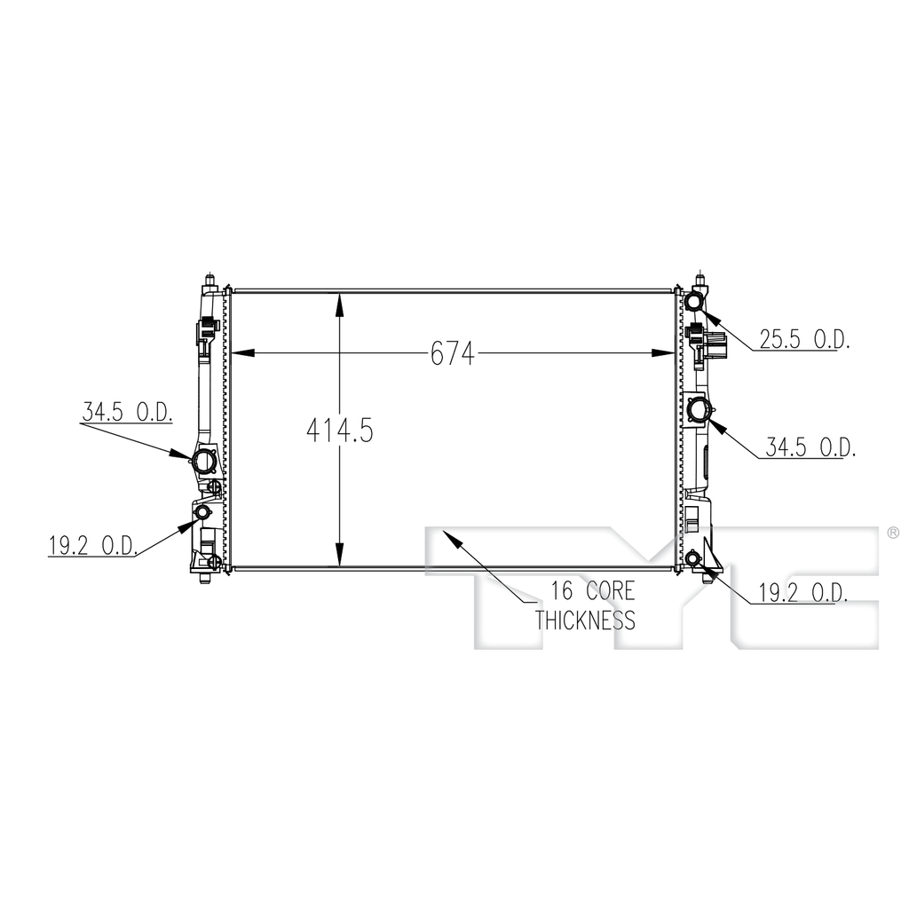 Toyota Radiator with OEM #  16400-F2180 TYC #  13945