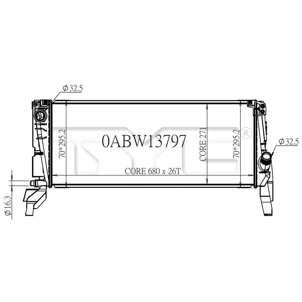 BMW MINI Radiator with OEM #  17 11 8 603 089 TYC #  13797