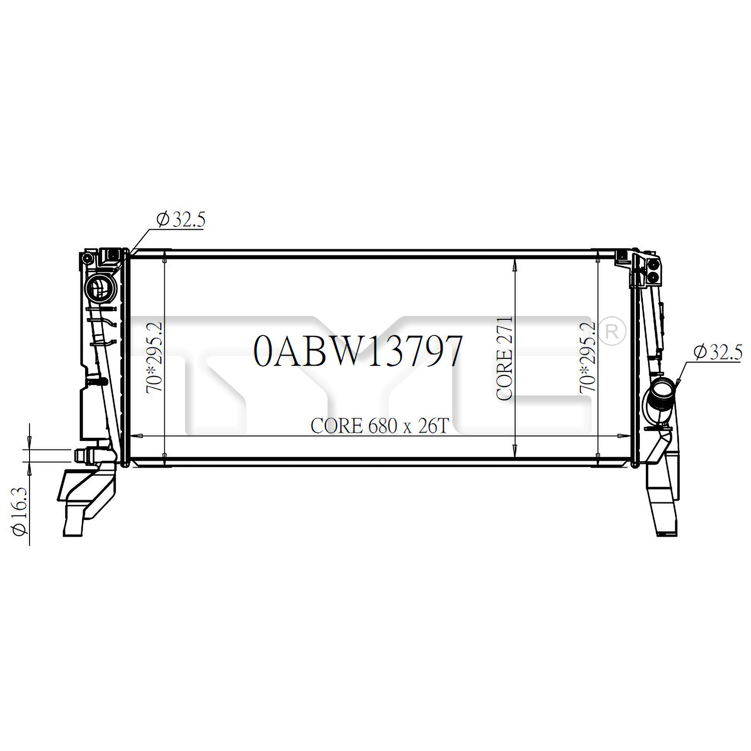 BMW MINI Radiator with OEM #  17 11 8 603 089 TYC #  13797