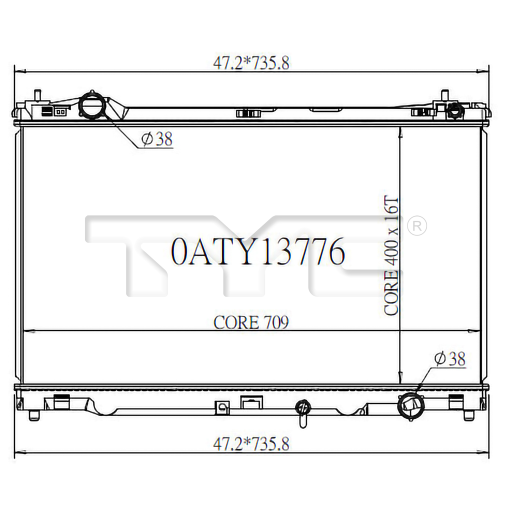Lexus Radiator with OEM #  16400-31B80 TYC #  13776