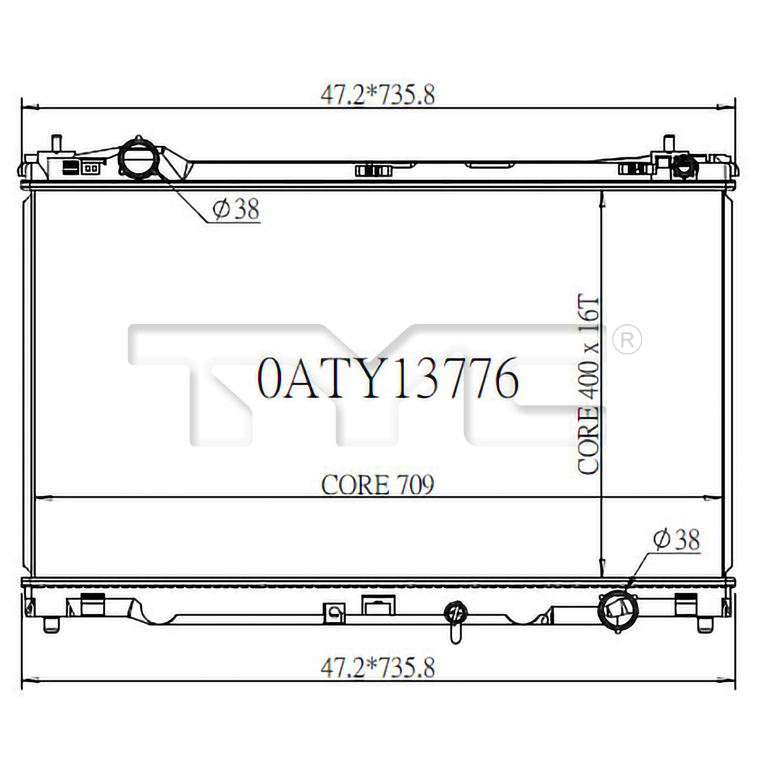 Lexus Radiator with OEM #  16400-31B80 TYC #  13776