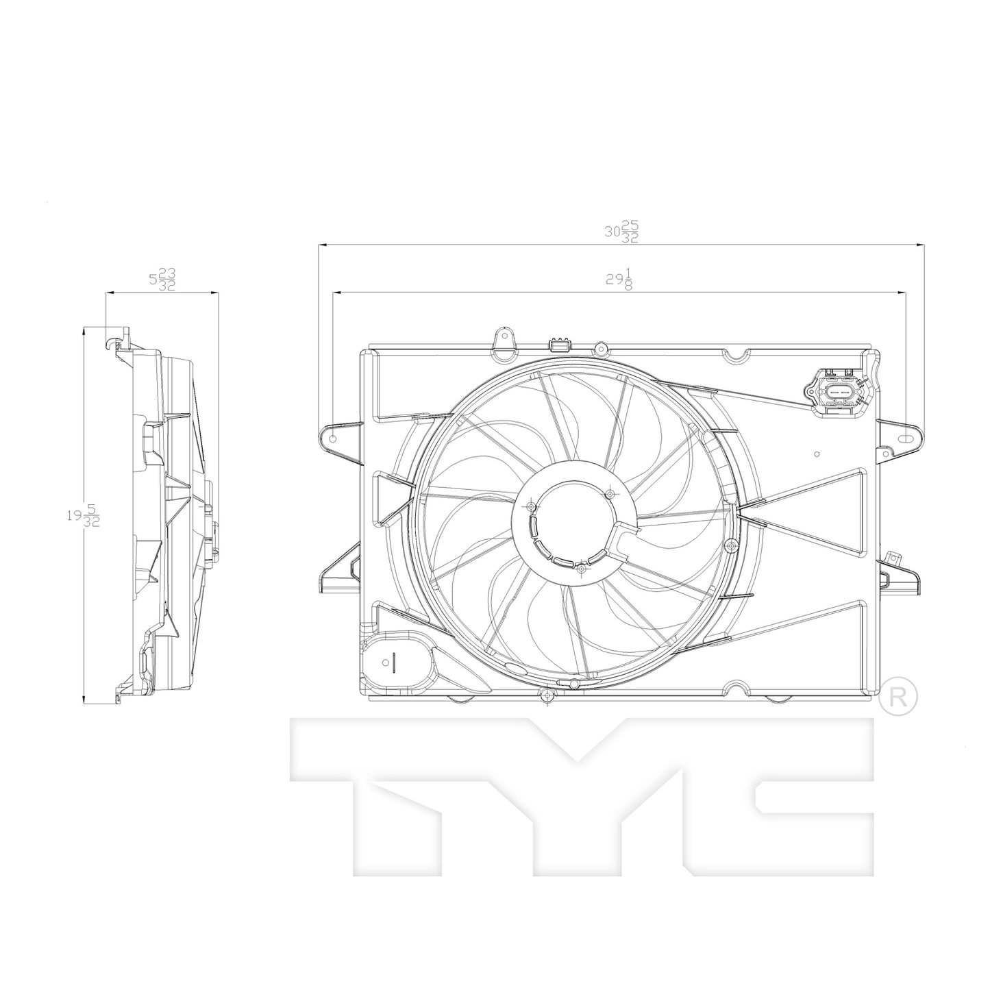 TYC Cooling Fan Assembly for Chevrolet Equinox 2010-2017 OEM # 15212798