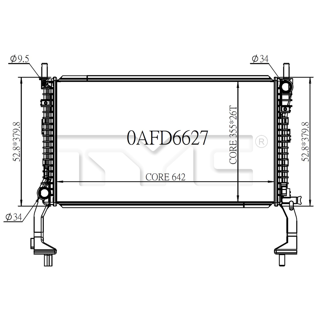 Ford Radiator with OEM #  FR3Z 8005 H TYC #  13707