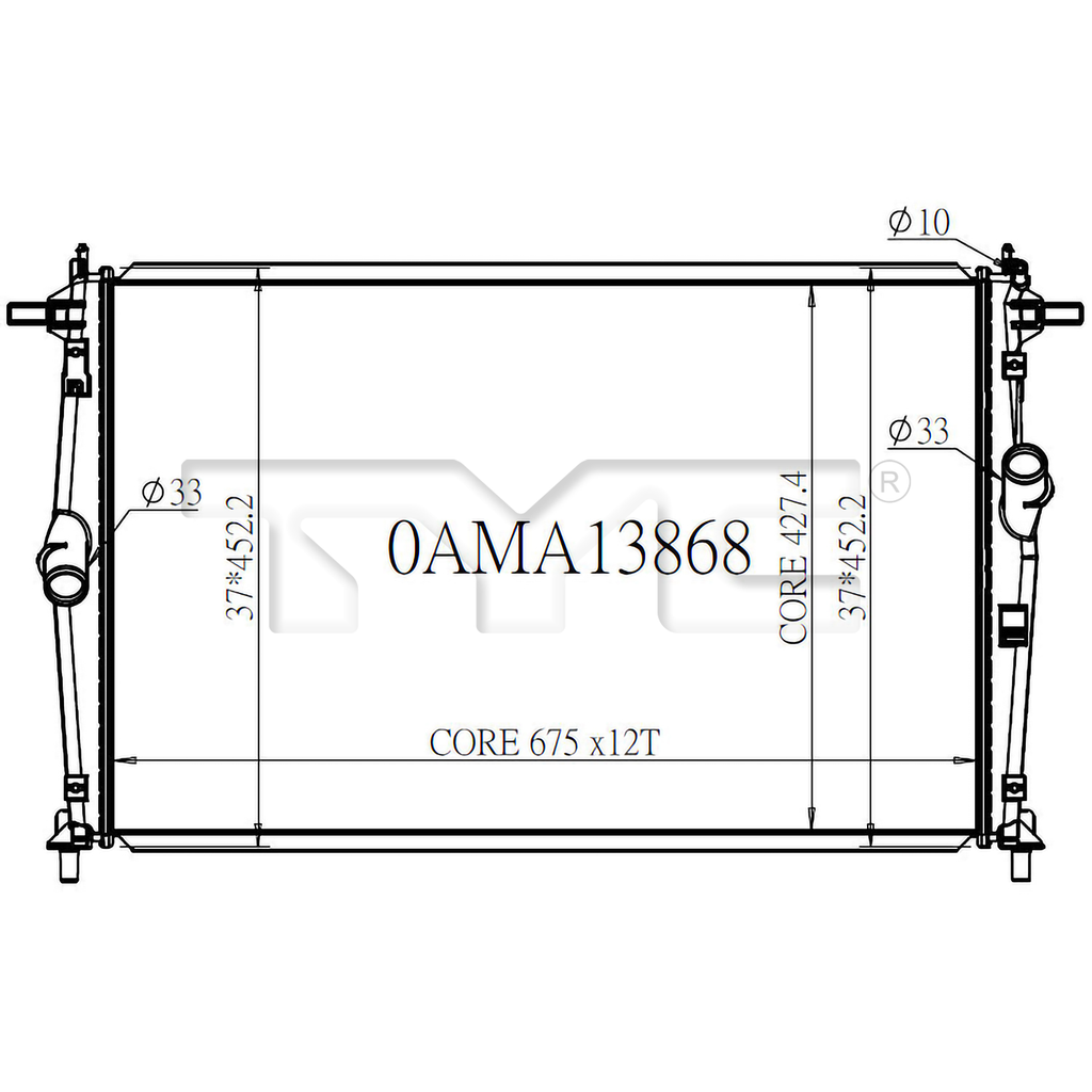 Mazda Radiator with OEM #  PAF1-15-200 TYC #  13868