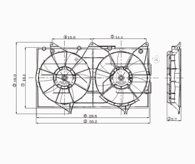 TYC Cooling Fan Assembly for Lexus ES330 2004-2006 OEM # 16361-20050