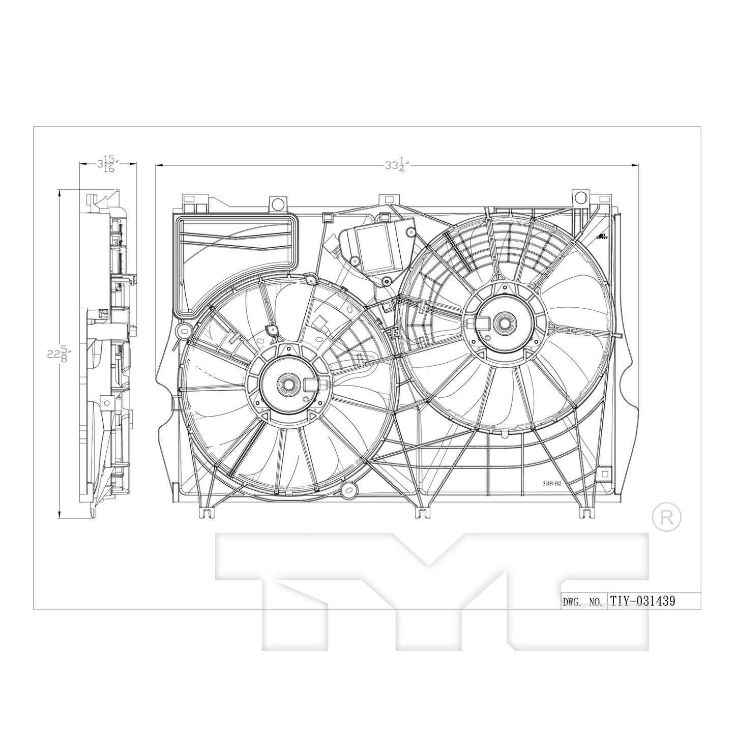 TYC Cooling Fan Assembly for Lexus RX350 2016-2022 w/ TOC OEM # 16361-0P400