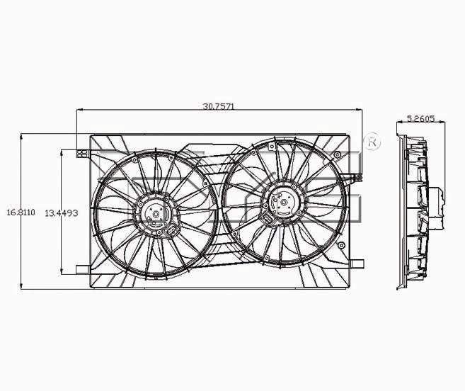TYC Cooling Fan Assembly for Chrysler Sebring 2007-2010 OEM # 68002661AA