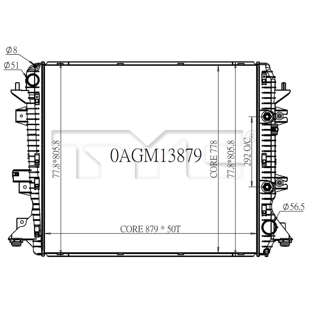 Chevrolet GMC Radiator with OEM #  85610318 TYC #  13879